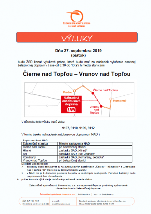 výluka 27.09.2019