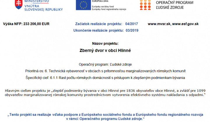 1. fotografia fotogalérie Projekty Európskej únie / Zberný dvor - foto