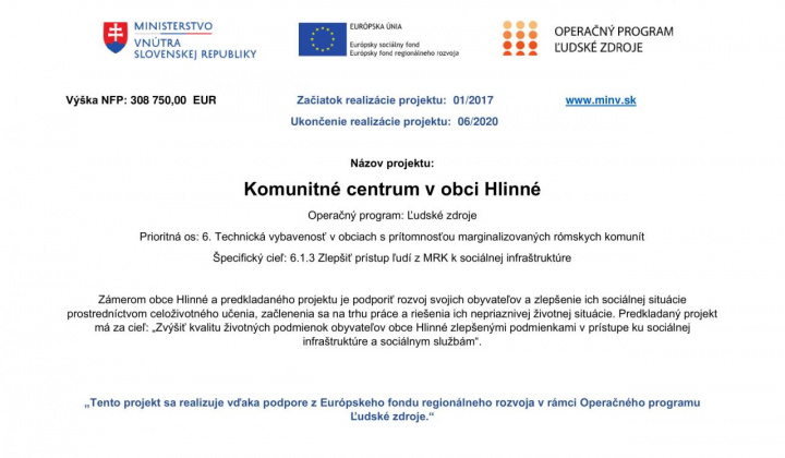11. fotografia fotogalérie Projekty Európskej únie / Komunitné centrum v obci Hlinné - foto