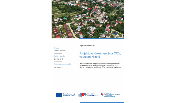 Fotka - Projektová dokumentácia ČOV, vodojem Hlinné, zvýšenie kapacity