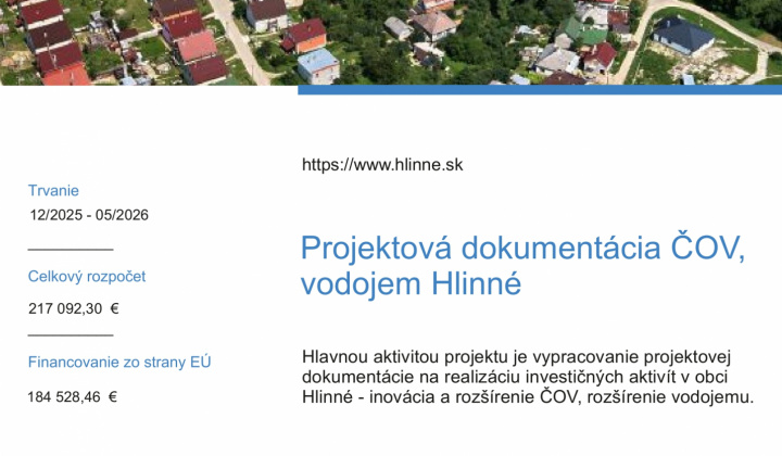 Fotka - Projektová dokumentácia ČOV, vodojem Hlinné, zvýšenie kapacity