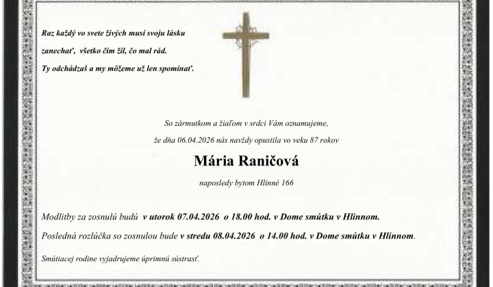 Fotka - Parte Mária Raničová