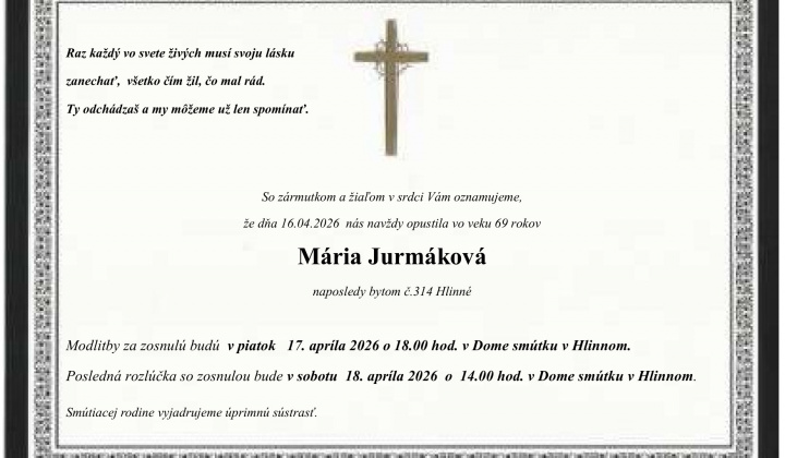 Fotka - Parte Mária Jurmáková