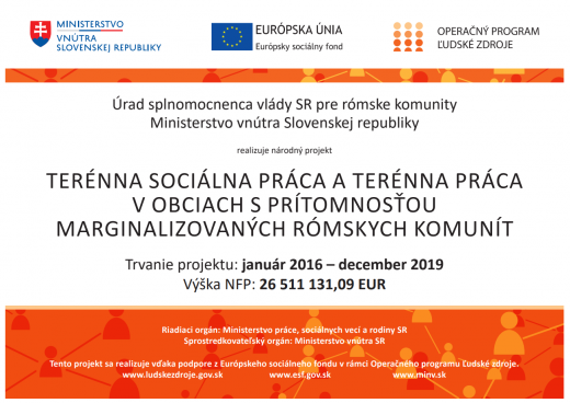 Fotka - Terénna sociálna práca a terénna práca v obciach s prítomnosťou marginalizovaných rómskych komunít