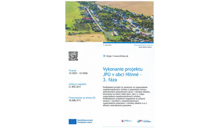 Fotka - Vykonanie projektu JPÚ v obci Hlinné 3 fáza