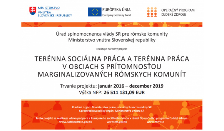 Fotka - Terénna sociálna práca a terénna práca v obciach s prítomnosťou marginalizovaných rómskych komunít