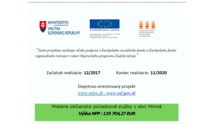 Fotka - Miestne občianske poriadkové služby v obci Hlinné