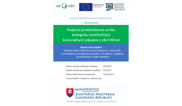 Fotka - Podpora predchádzania vzniku biologicky rozložiteľných komunálnych odpadov v obci Hlinné